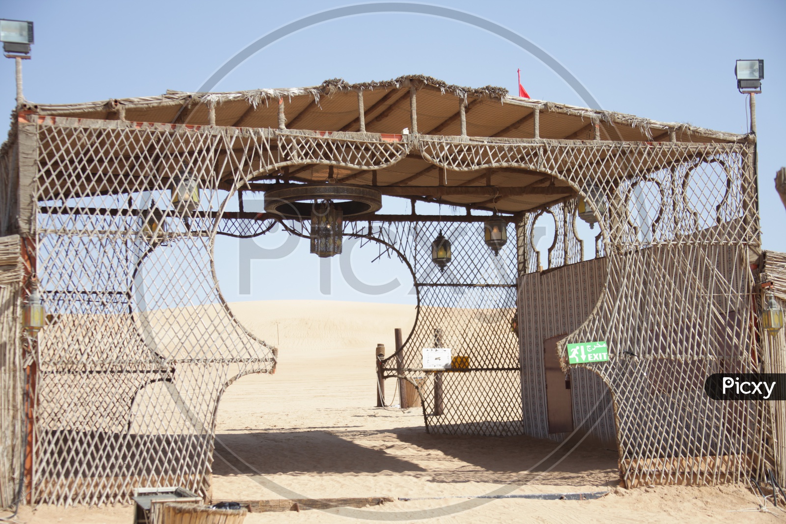 Entrance of a hotel in desert