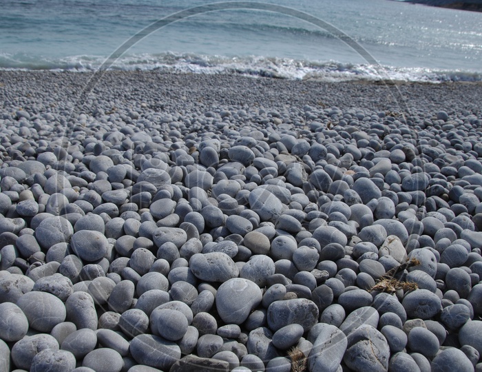 pebble rocks in a beach