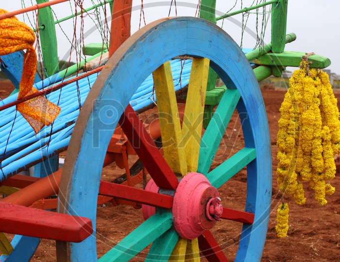 A Colourful cart wheel