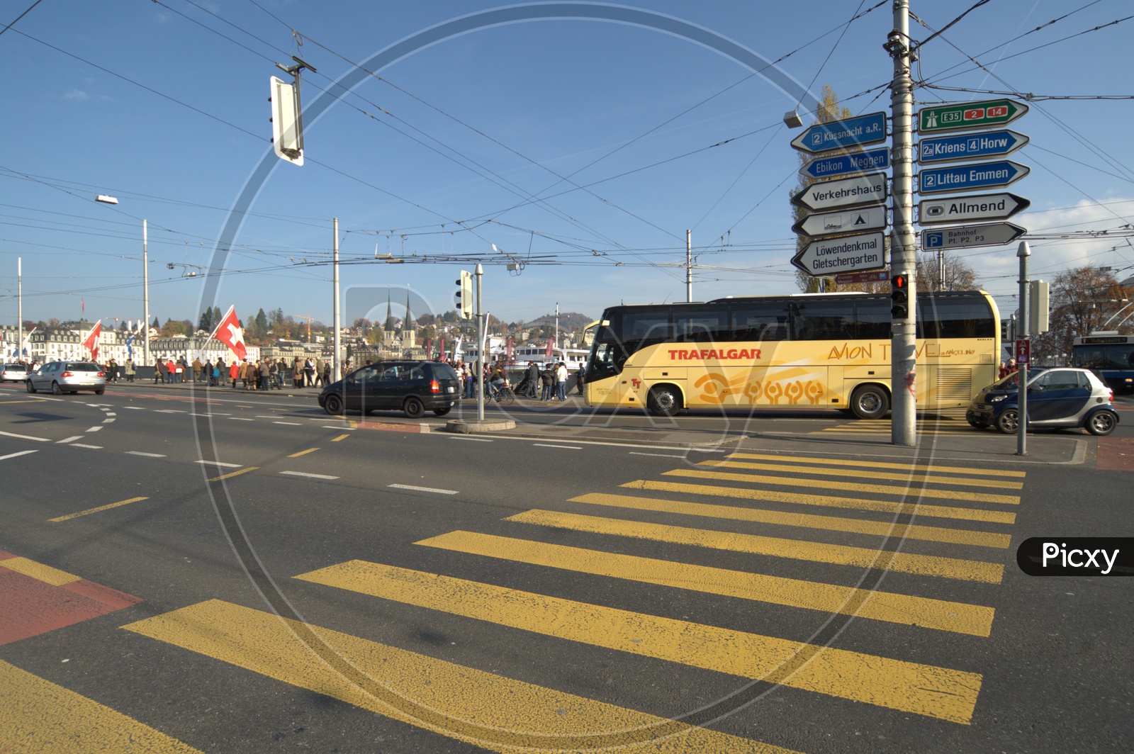Yellow Zebra Pedestrian crossing walk on the road