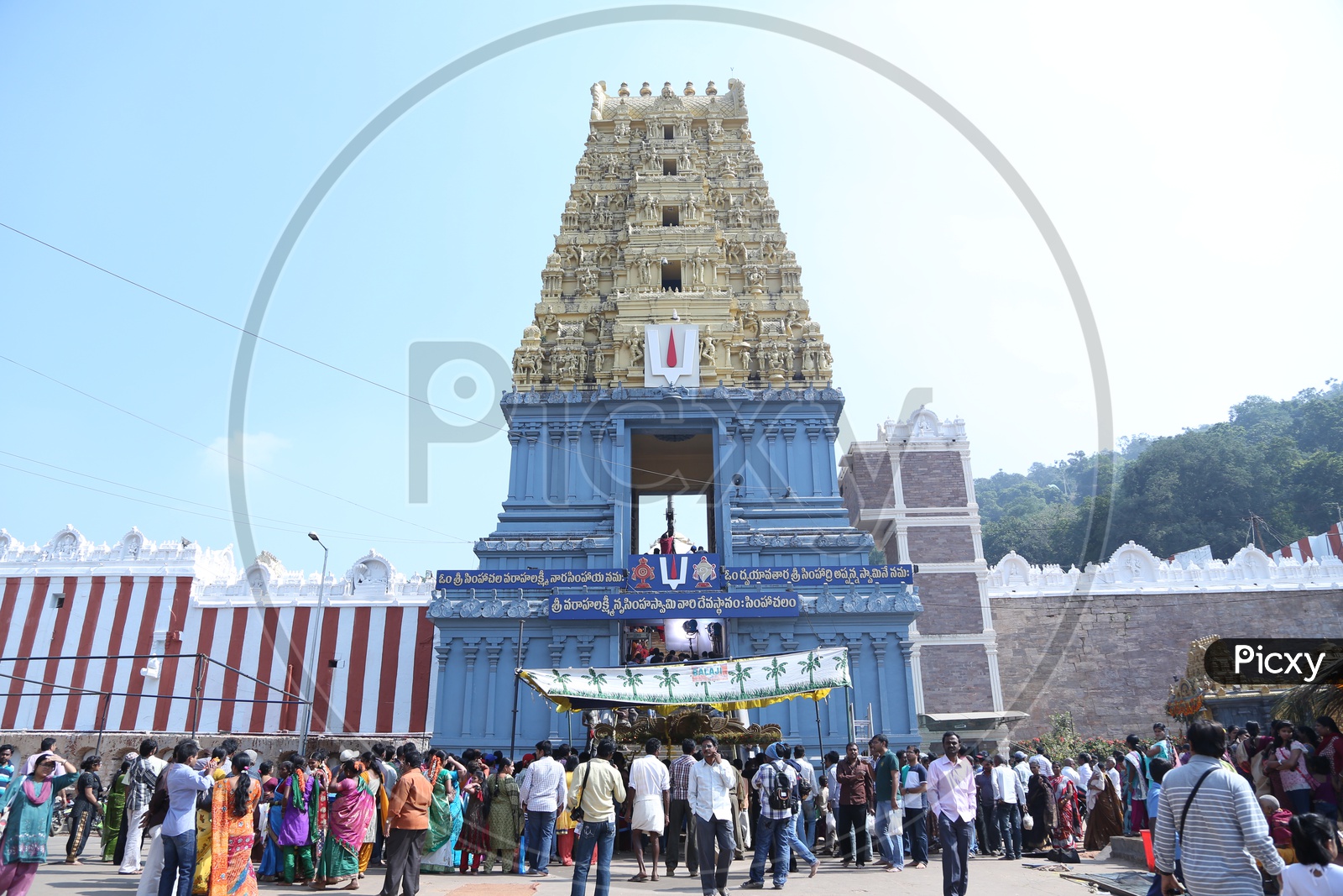 Devotees inside the Simhachalam temple