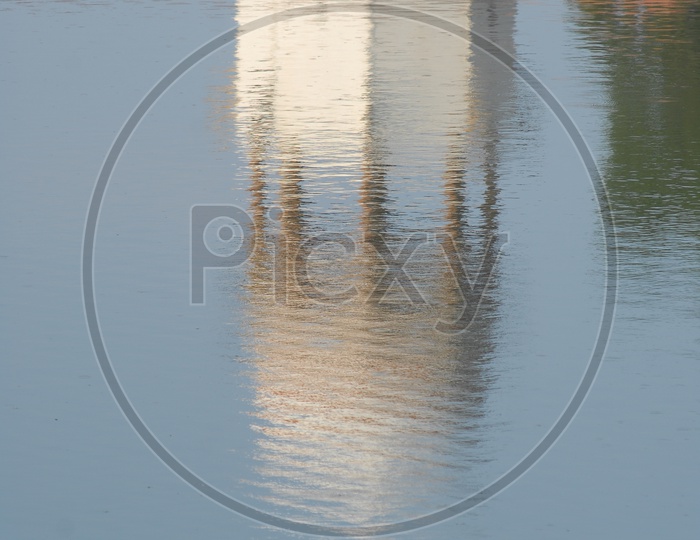Reflection of a Mandapas Constructed at Hindu Temple Tanks  on Water