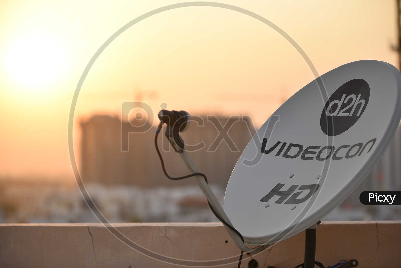 Videocon D2h HD Dish Antenna on a terrace