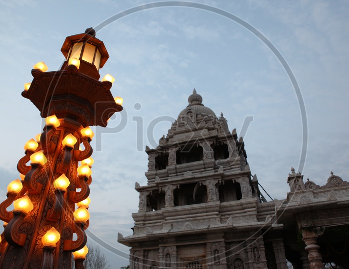 A Lamp Post at a Indian Hindu Temple