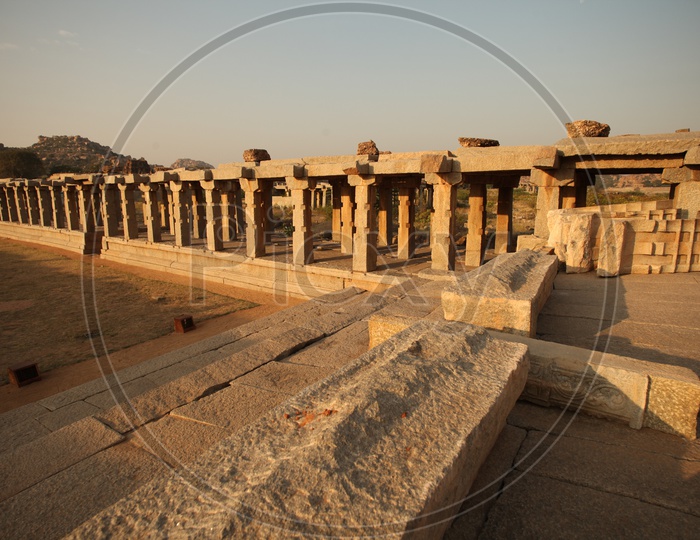 Stone columnar pillars of the temple