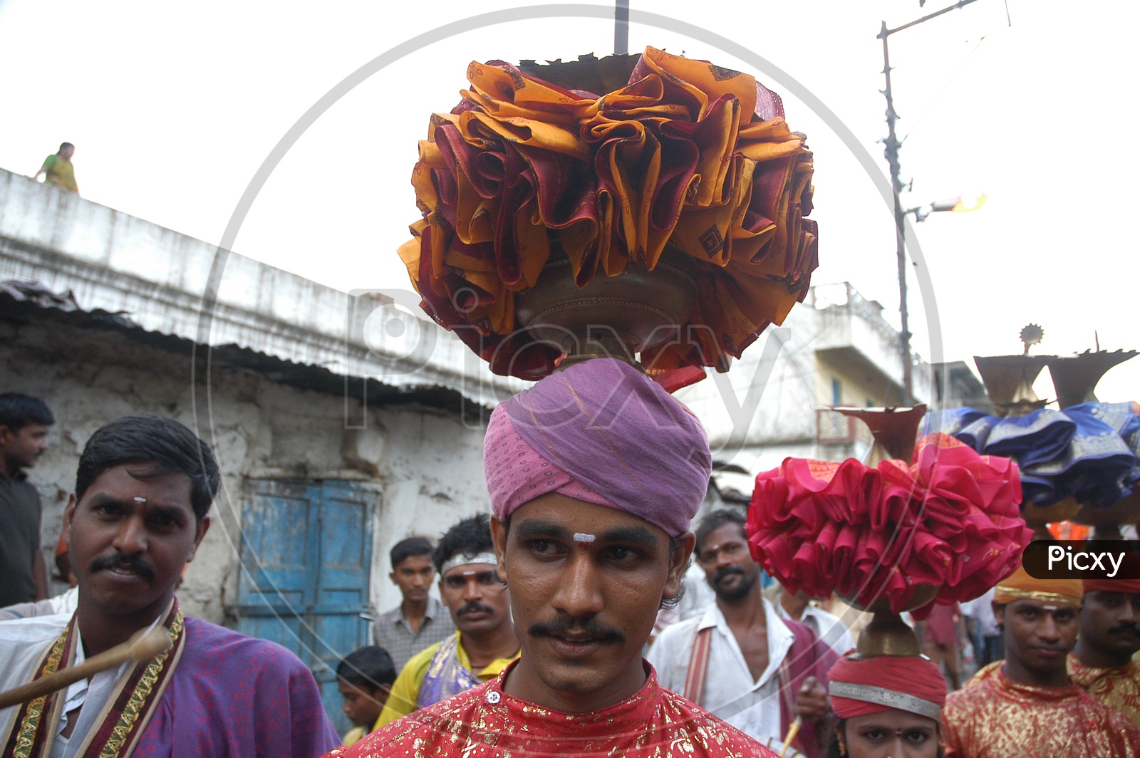Costumed man during Bonalu festival