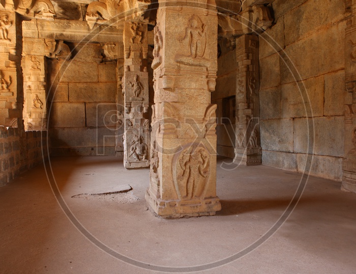 Carved pillars of inner courtyard