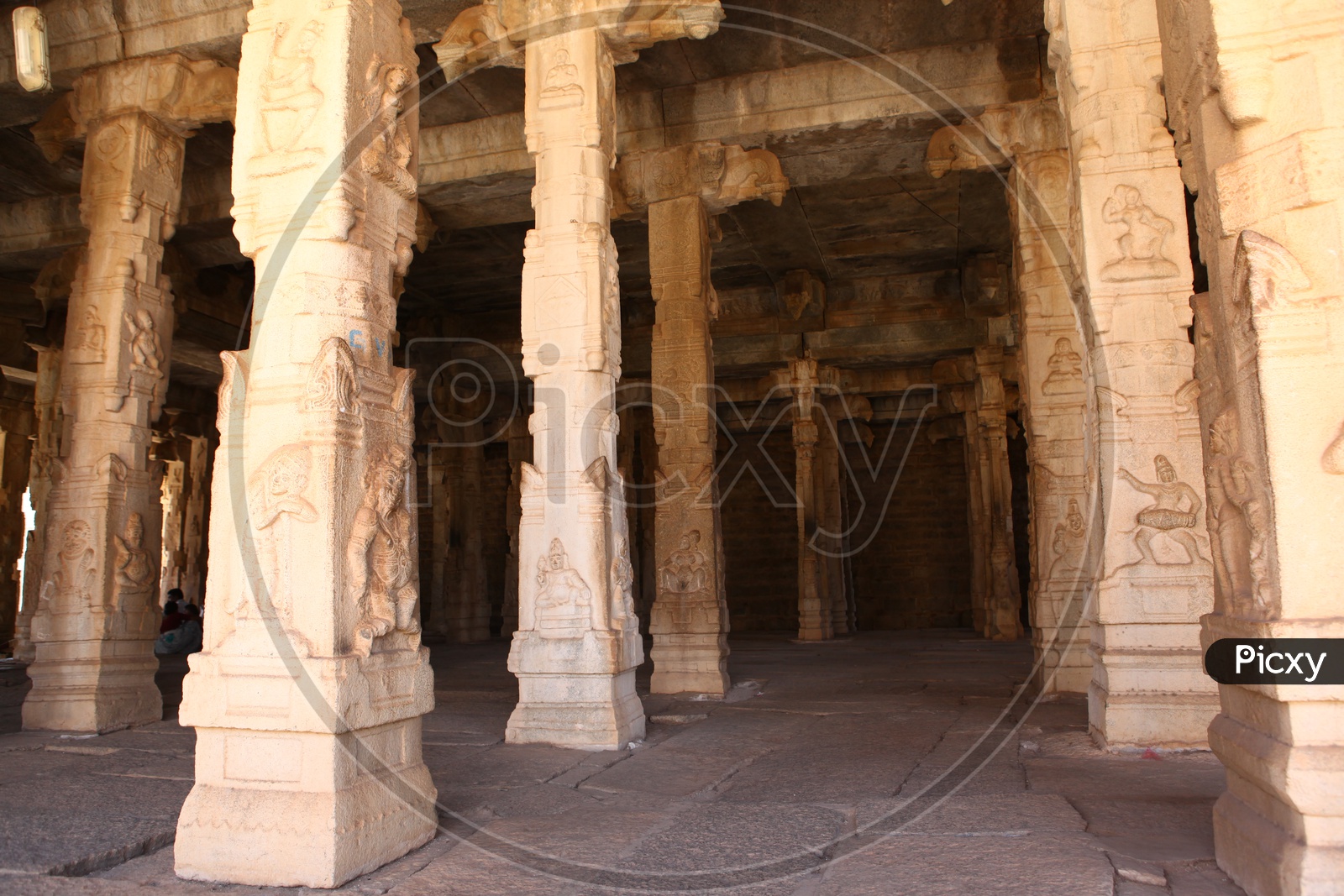 Carved pillars of the ancient temple