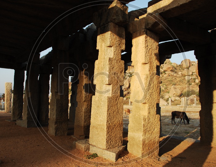 Stone pillars of the temple