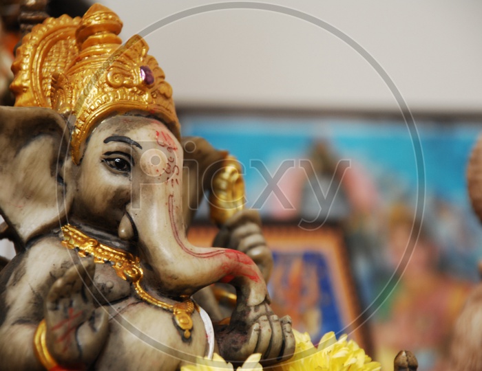 Close up shot of lord Ganesh Idol