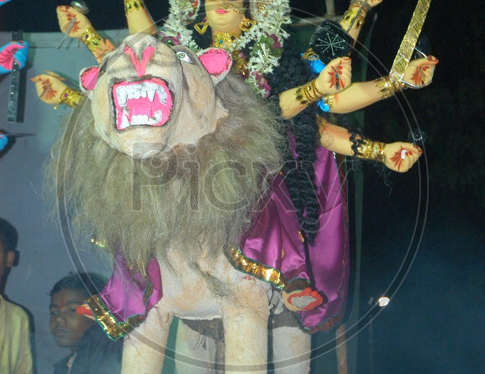 Hindu Goddess statue during the worship