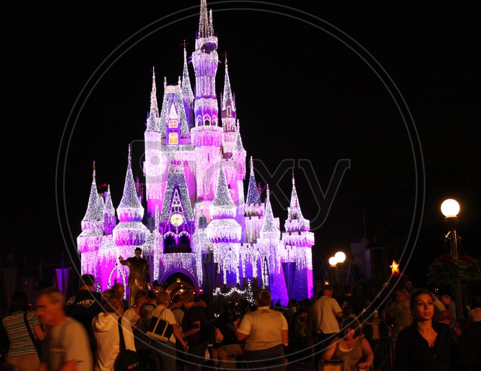 Lighting of castle during the night
