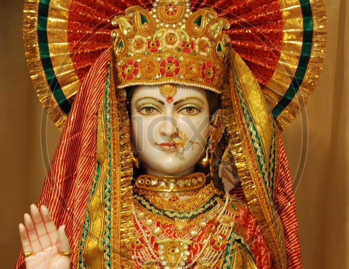 Decorated Hindu Goddess Parvathi Statue