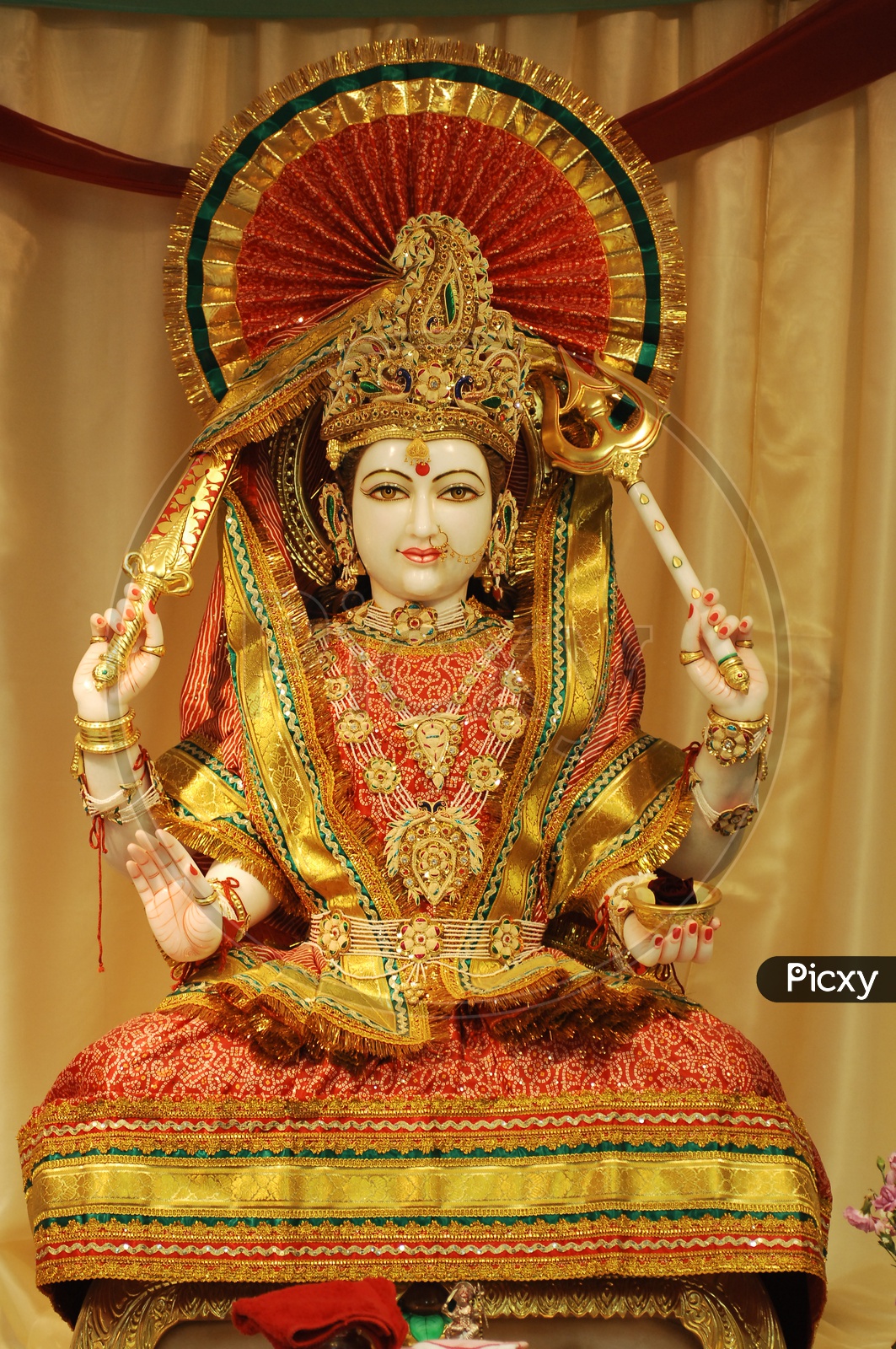 A Decorated Hindu Goddess statue