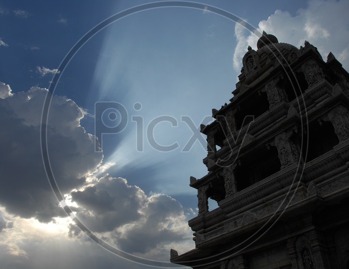 Silhouette of Indian Hindu Temple Shrine