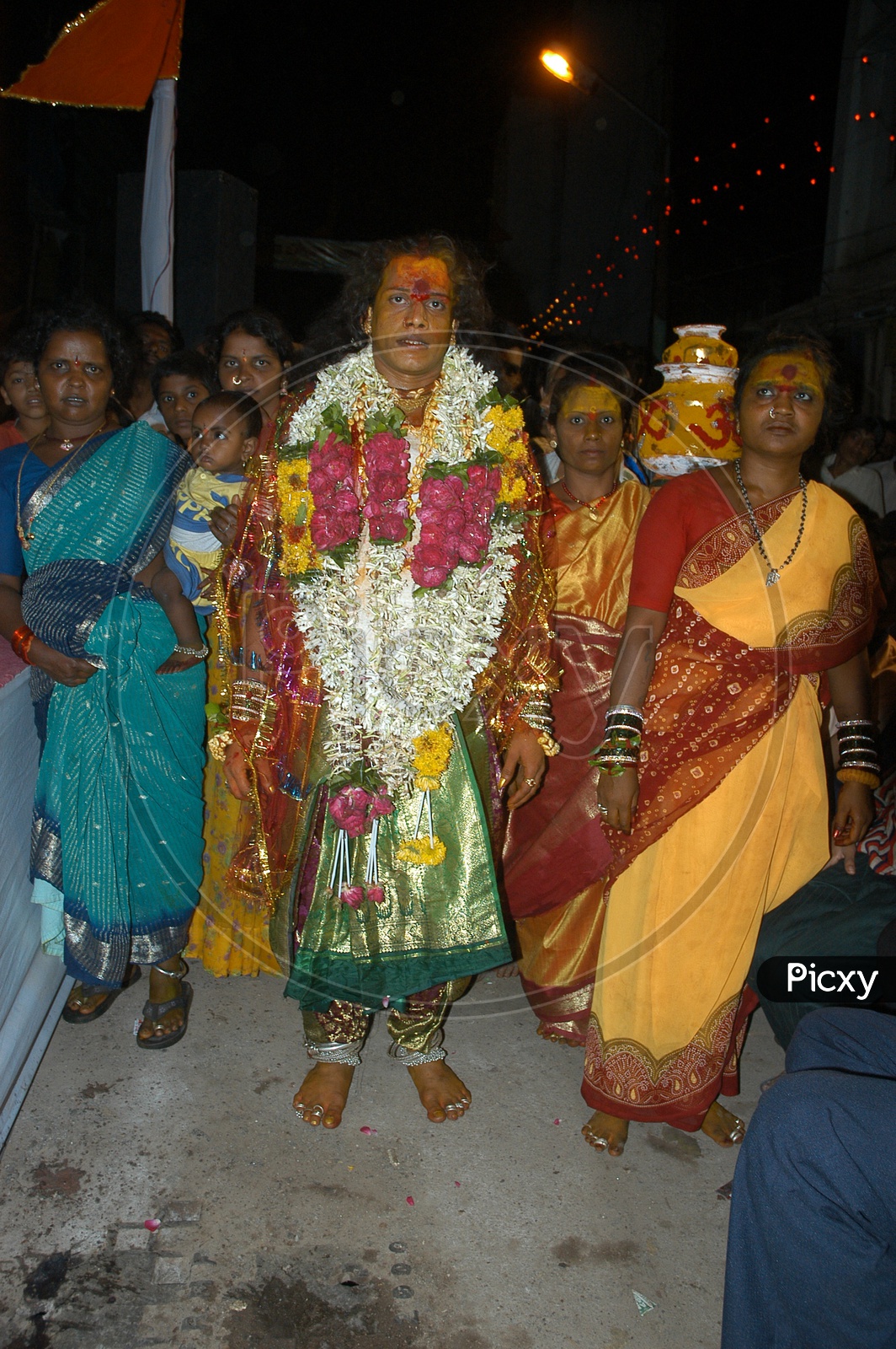 Hindu Devotees Carrying Bonalu