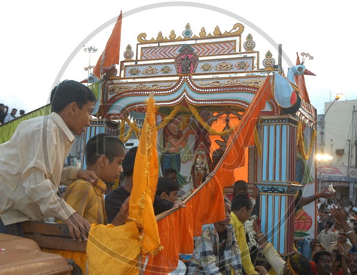 Group of kids celebrating Bonalu festival