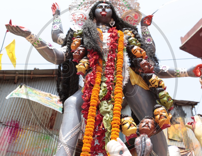 A decorated Hindu Goddess statue