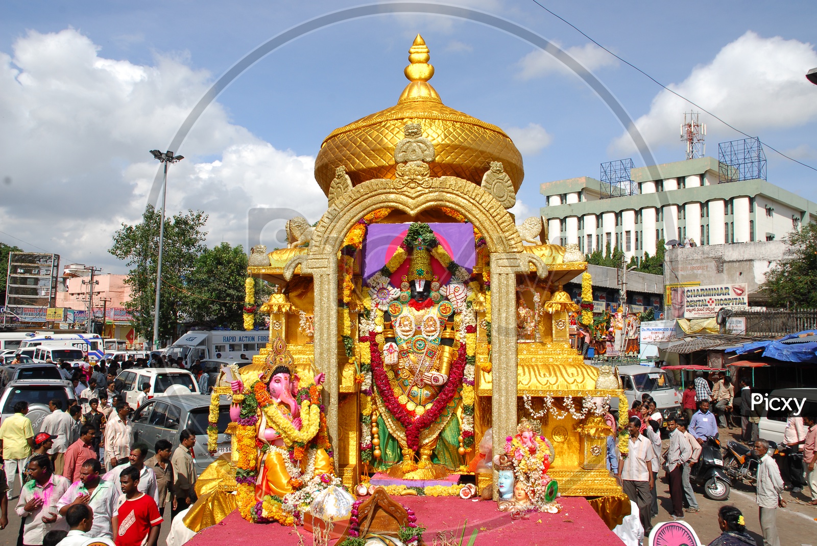 Decorated Hindu God Statue during worship