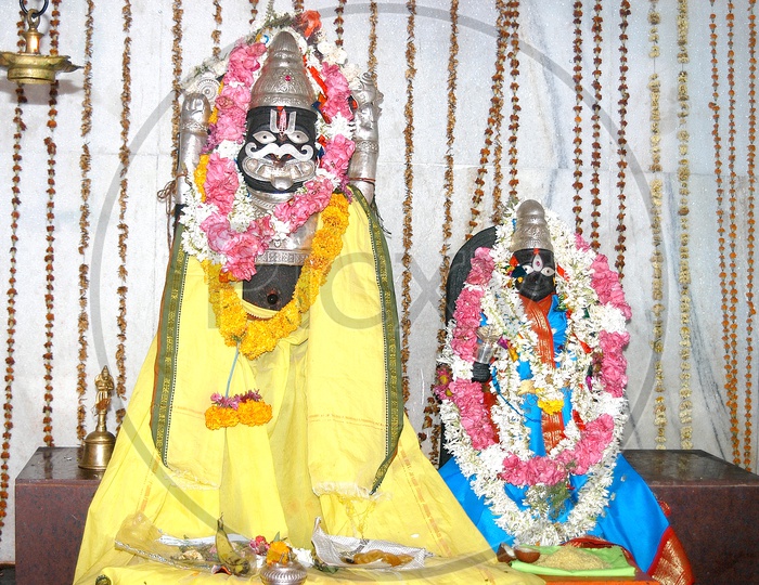 Decorated Hindu God statues