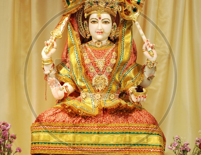 Decorated Hindu Goddess Parvathi Statue