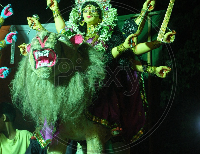 Hindu Goddess Statue during worship