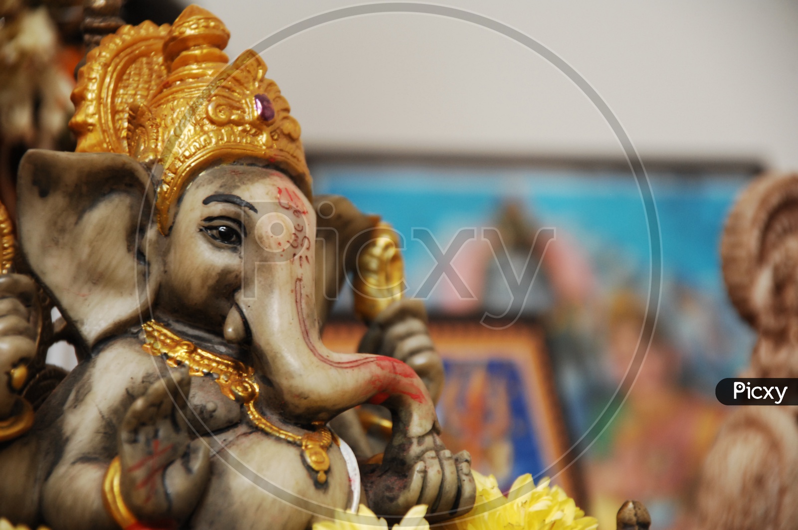 Close up shot of lord Ganesh Idol