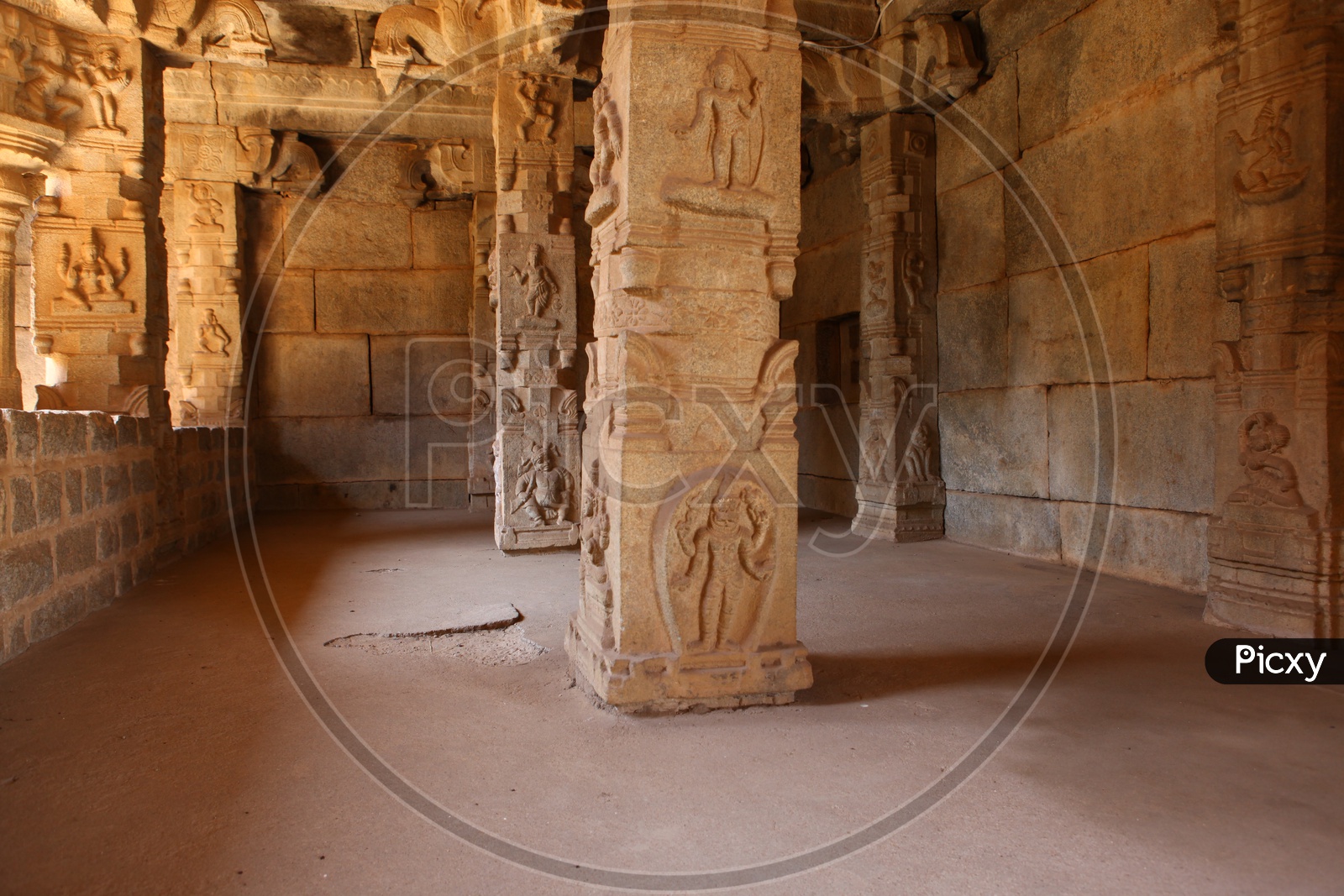 Carved pillars of inner courtyard