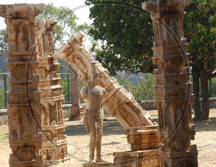 Ancient Temple Stone Carved Pillars
