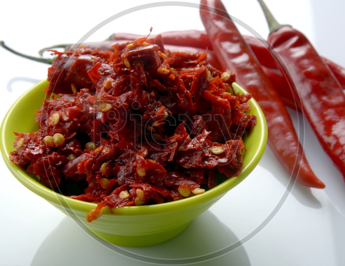 Red chilli chutney, Commonly known as Thecha in Maharashtra