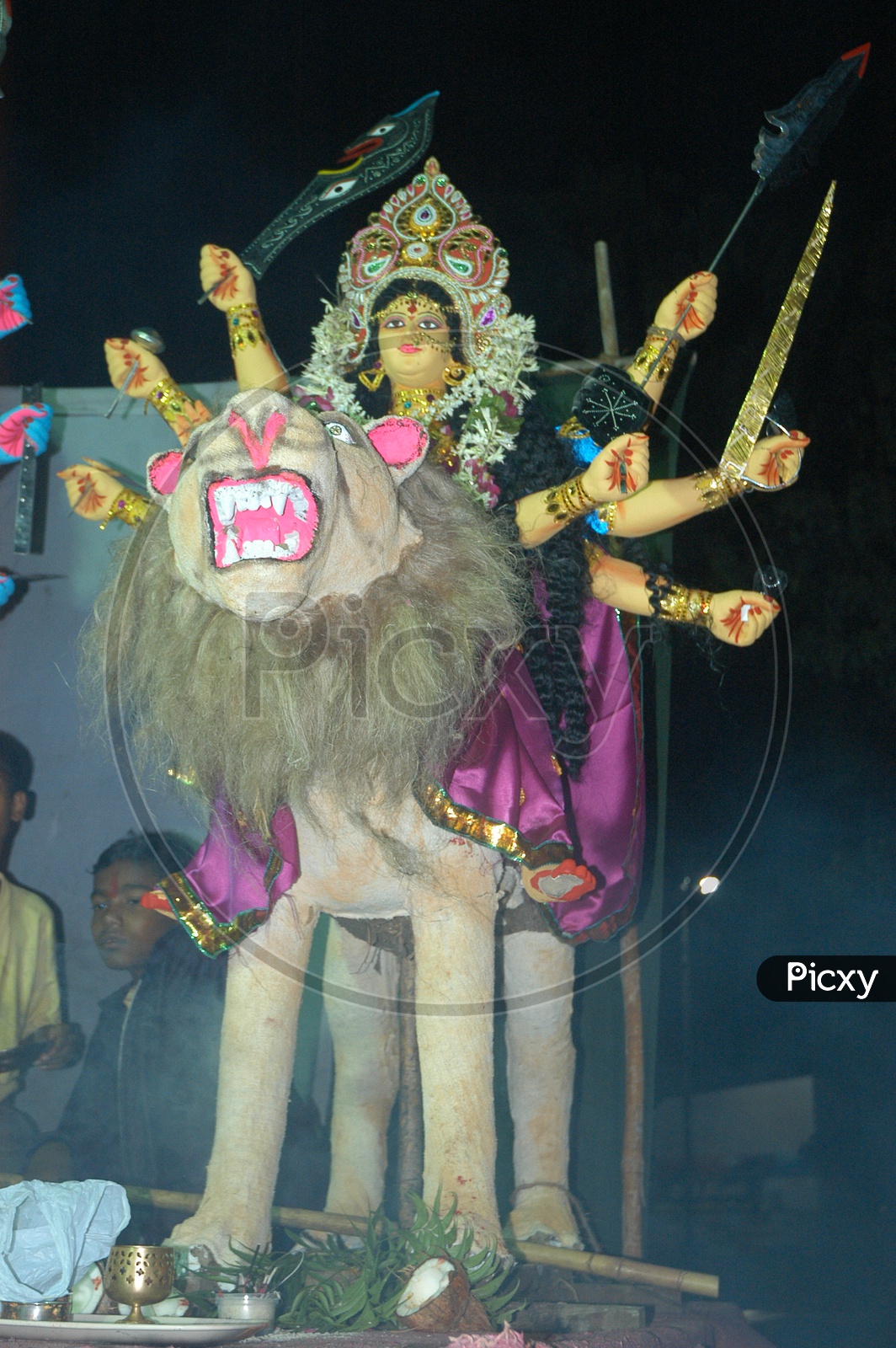 Hindu Goddess statue during the worship