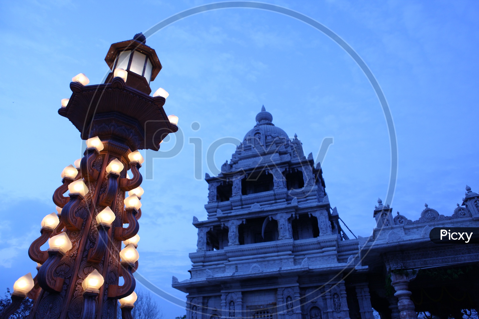 A Lamp Post at a Indian Hindu Temple