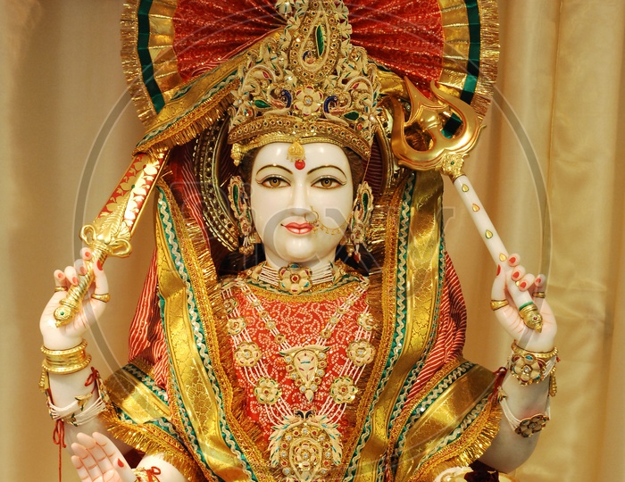 A Decorated Hindu Goddess statue