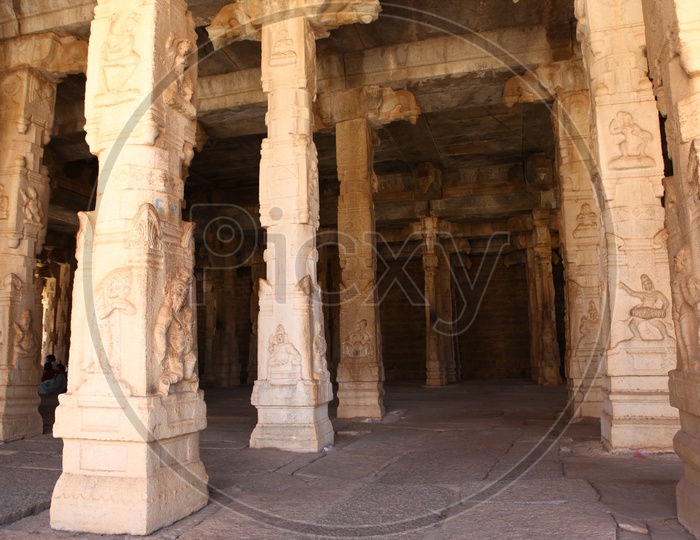 Carved pillars of the ancient temple