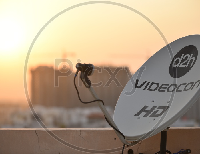 Videocon D2h HD Dish Antenna on a terrace