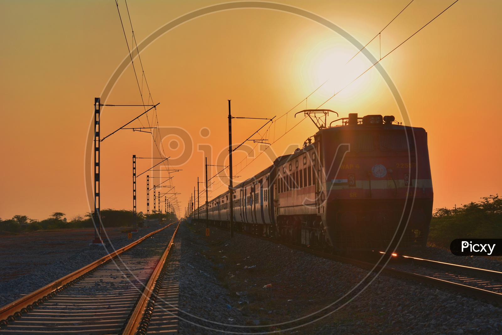Sunset with train