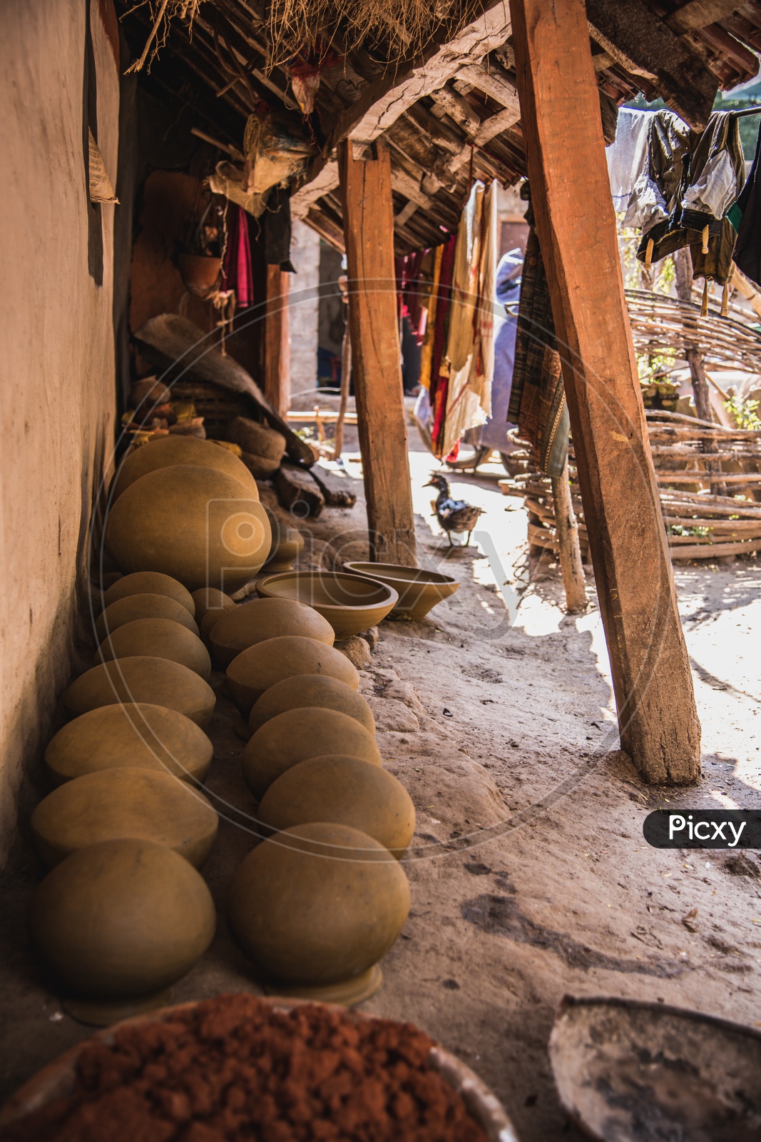 Clay Pots In a Pottery House  in Rural Villages