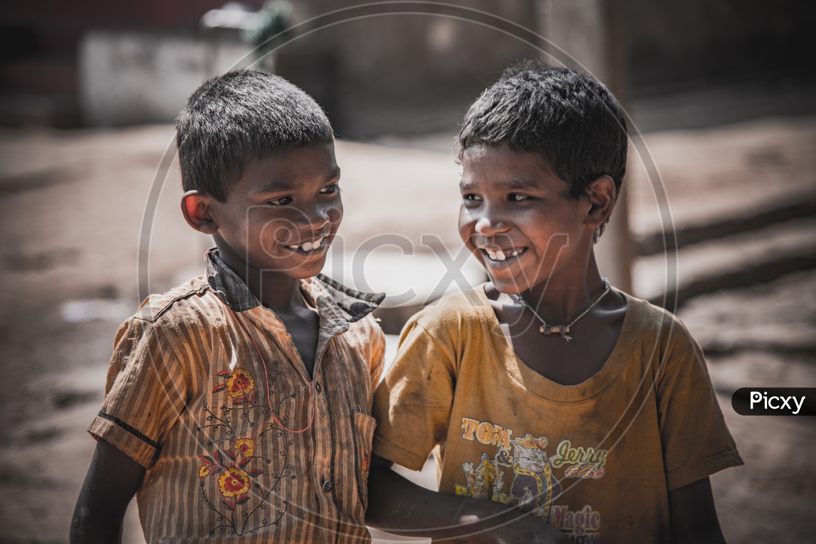 Happy Indian Young Boys in  Tribal Village
