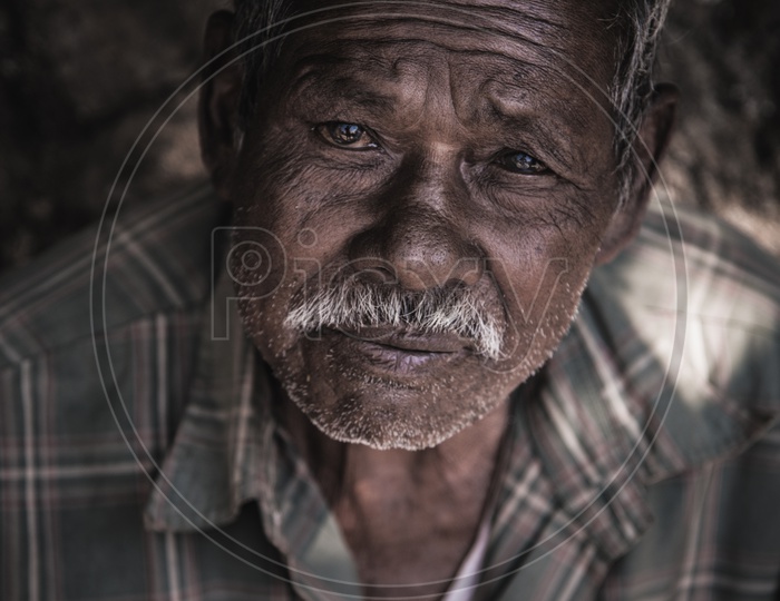 Portrait Of an Old Man In Tribal Village