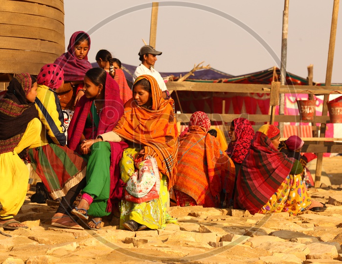 Indian Women and children in the desert