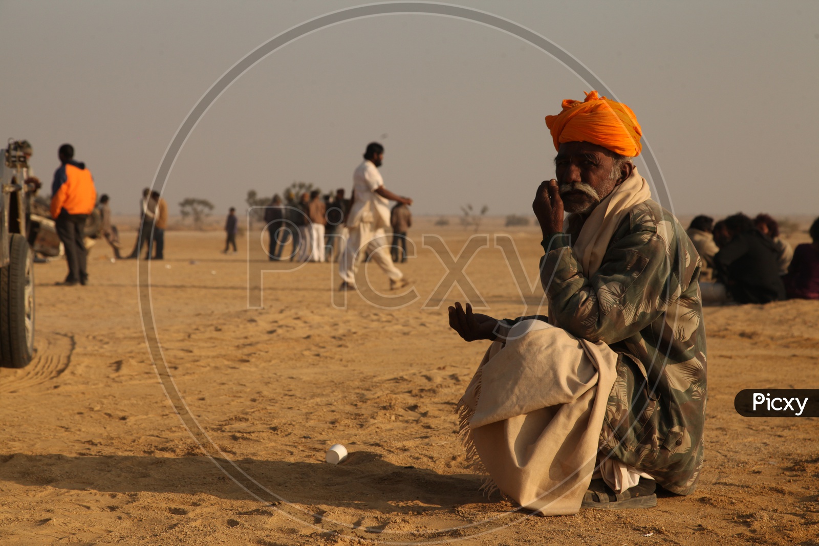 Indian Old Man in a Desert