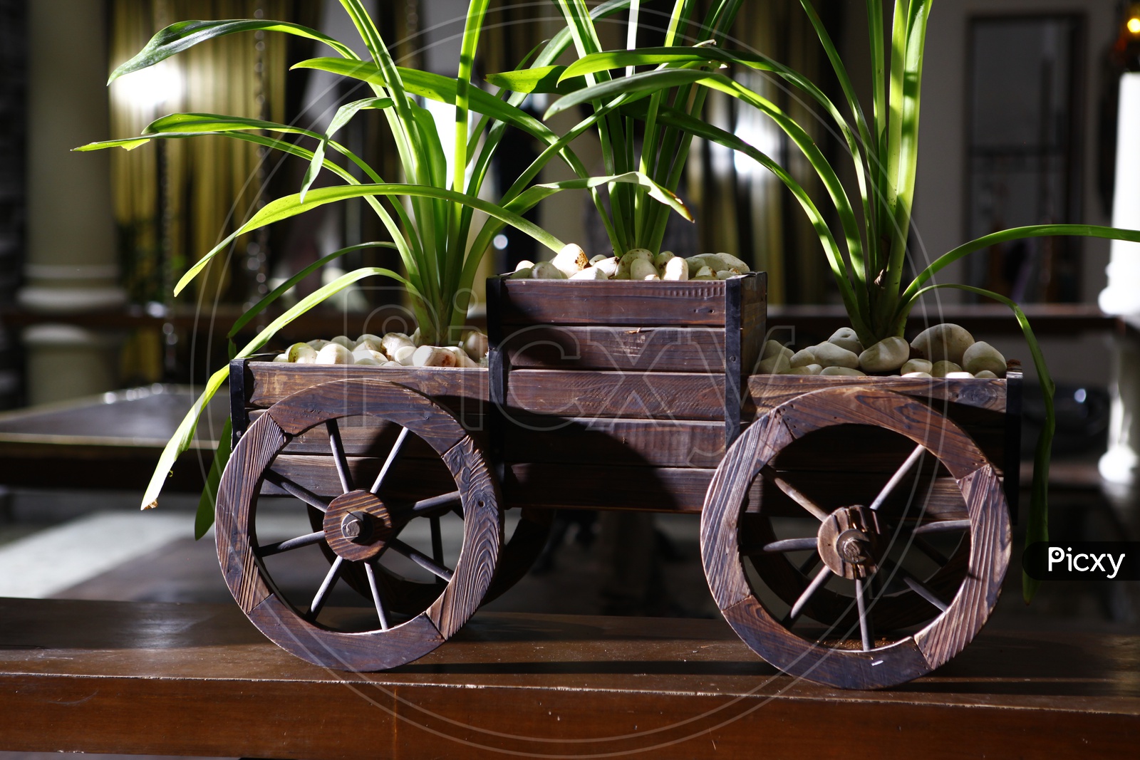 Wooden wagon plant pot