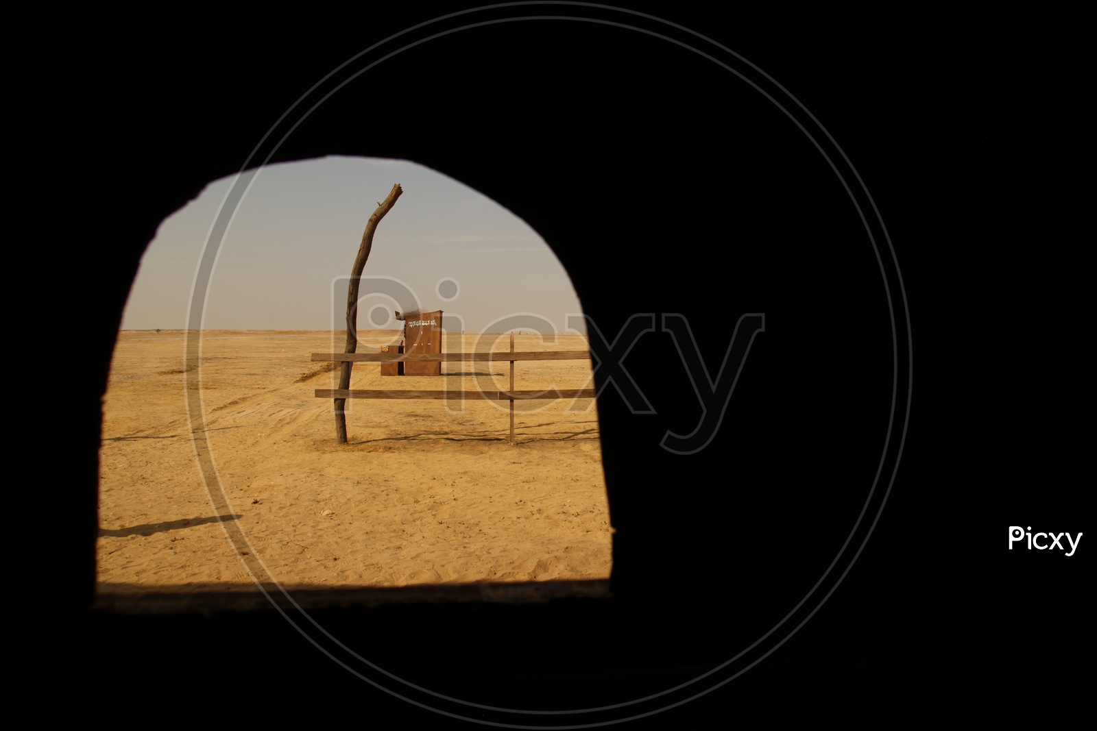 view of desert through window