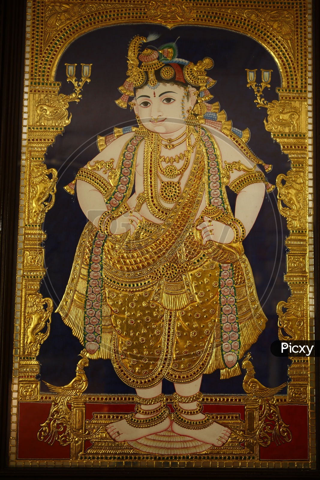 Bal Krishna gold foil Tanjore painting
