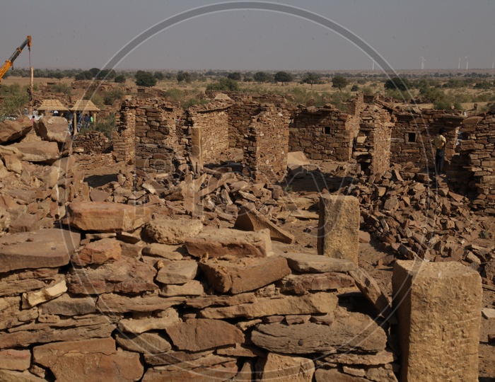 Ruins of buildings in a desert