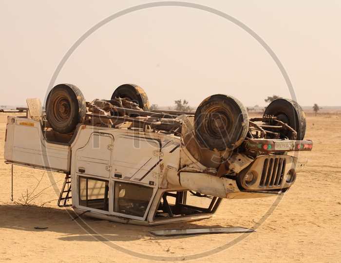 Car accident in desert