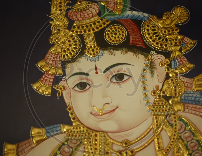 Bal Krishna gold foil Tanjore painting