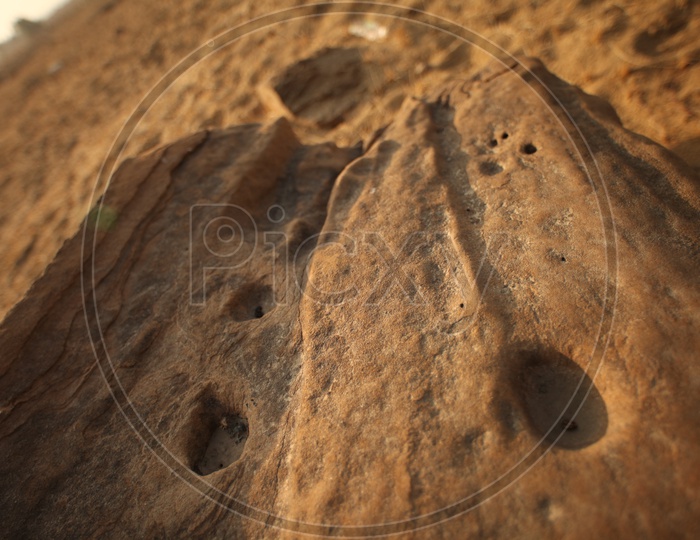 Close up of a rock in a desert