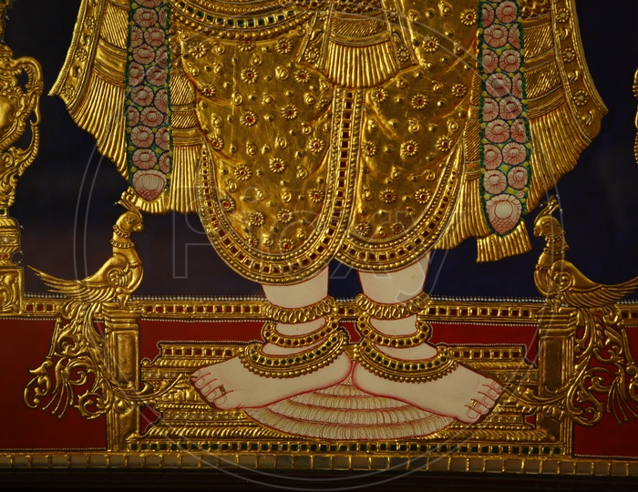 Foot of Bal Krishna gold foil Tanjore painting