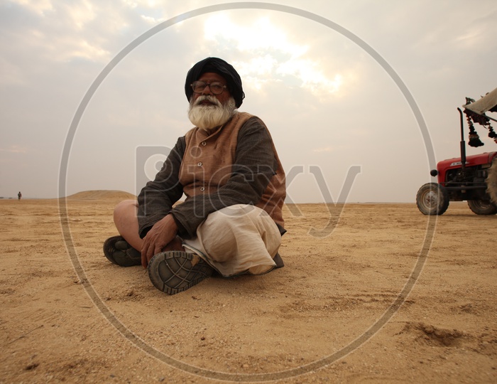 Old Rajasthani Man in Desert